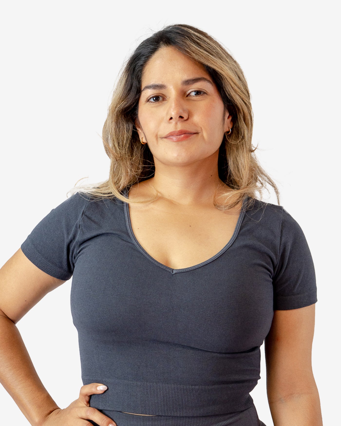 BLUSA CUELLO V MANGA CORTA